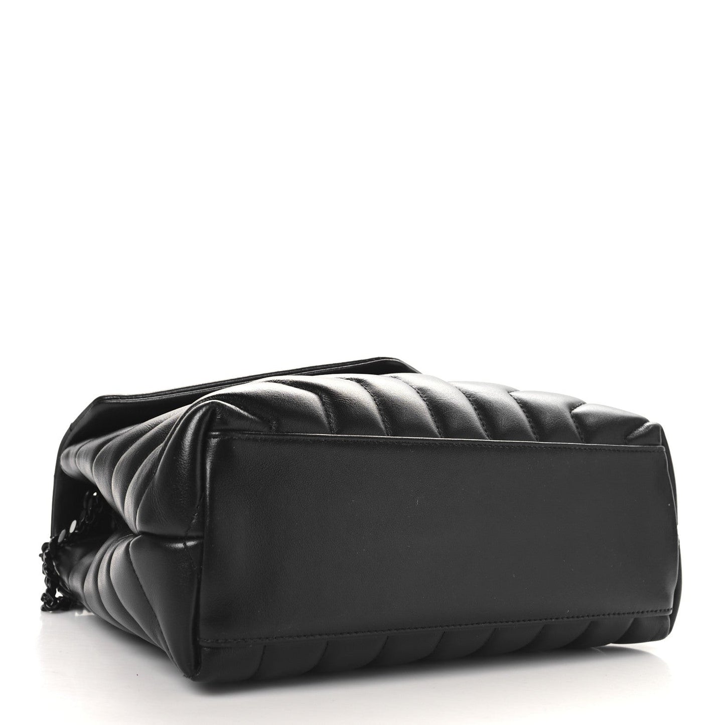 Calfskin Y Quilted Monogram Monochrome Small Loulou Chain Satchel Black
