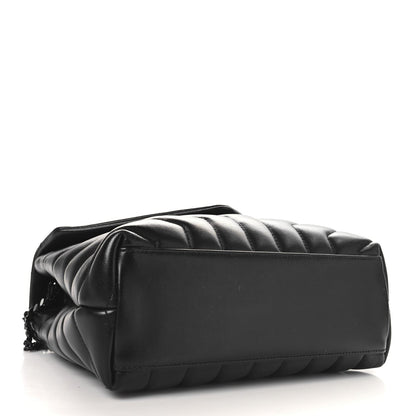 Saint Laurent Calfskin Y Quilted Monogram Monochrome Small Loulou Chain Satchel Black 4 of 7
