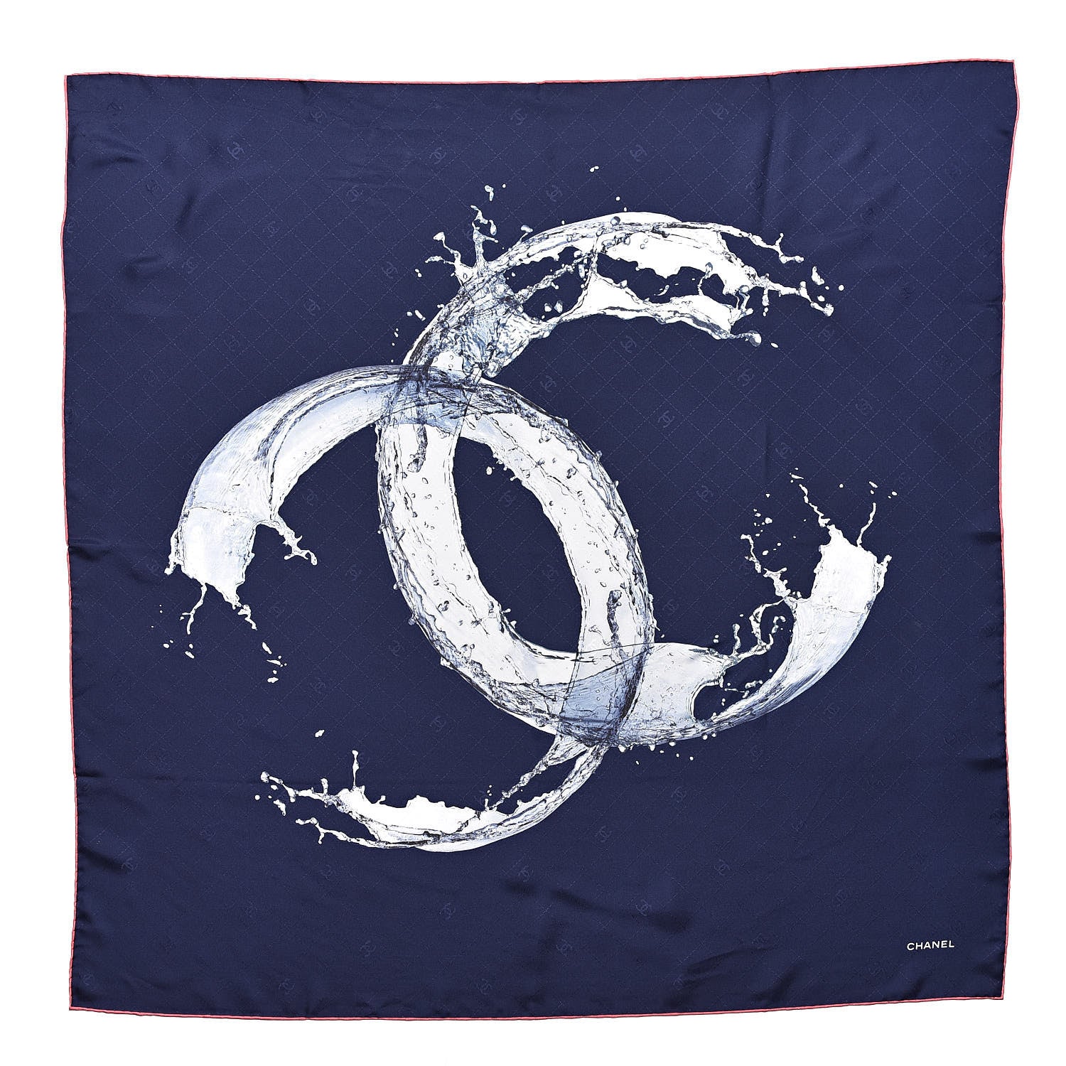 Chanel Silk Splash CC Scarf Navy Blue 1 of 4