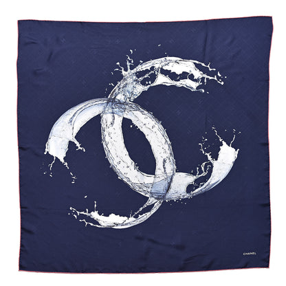 Chanel Silk Splash CC Scarf Navy Blue 1 of 4