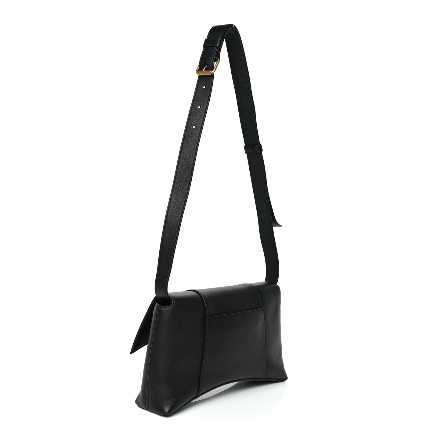 Semi Shiny Smooth Calfskin Small Downtown Shoulder Bag Black