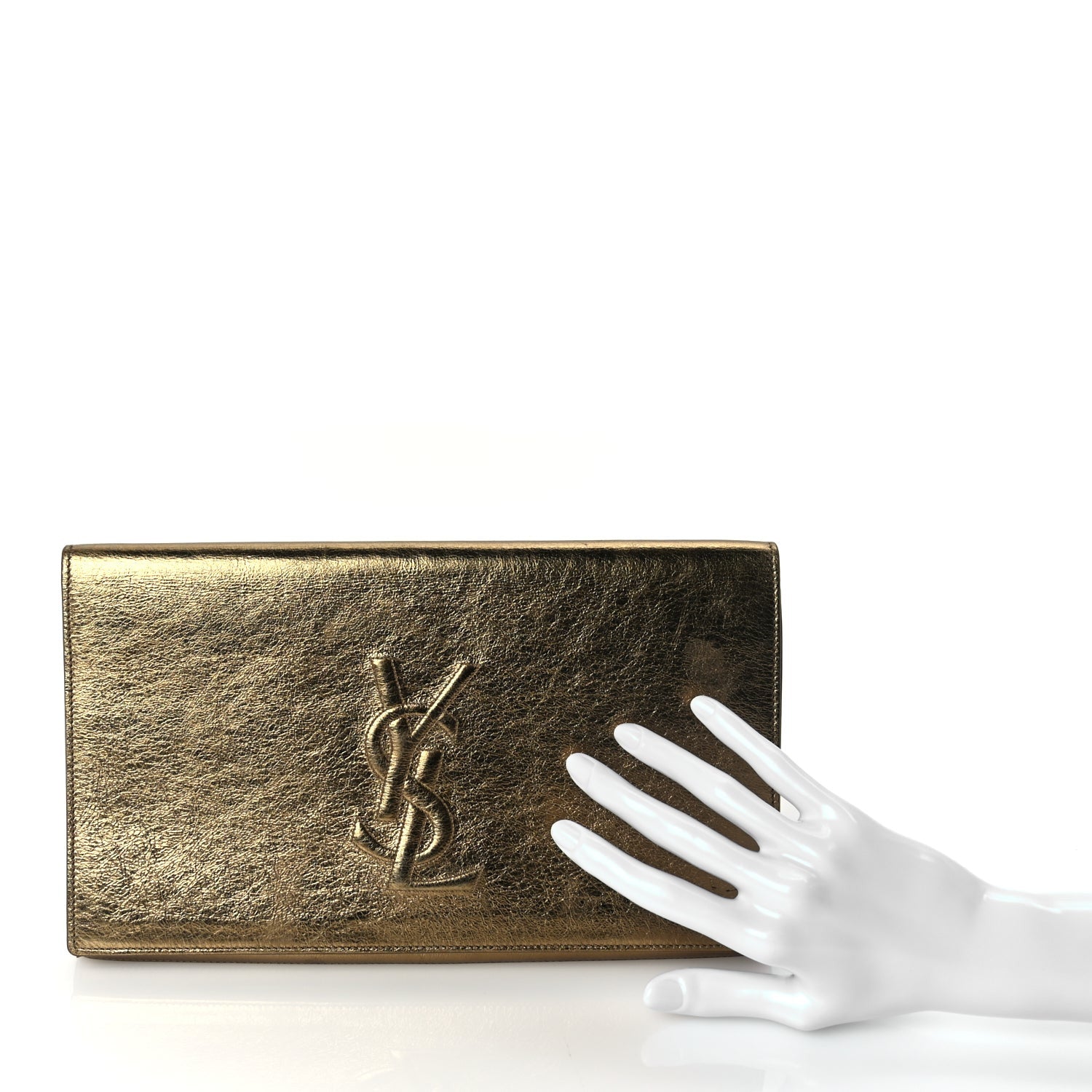 Saint Laurent Metallic Calfskin Monogram Large Belle De Jour Clutch Gold 2 of 7