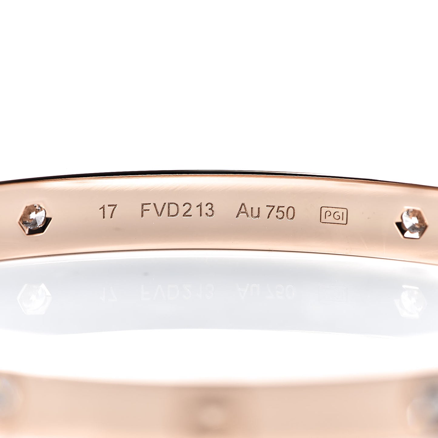 18K Pink Gold 4 Diamond LOVE Bracelet 17
