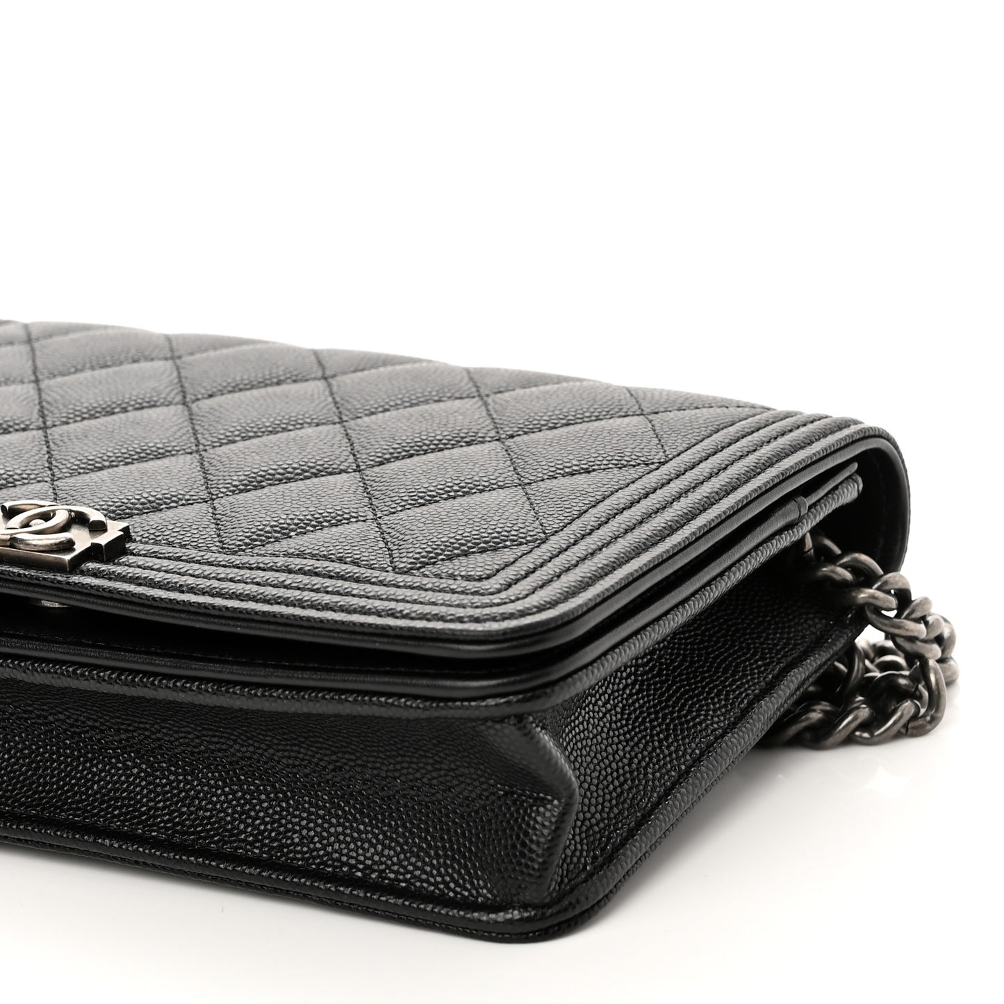 Caviar Quilted Boy Wallet On Chain WOC Black