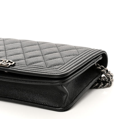 Chanel Caviar Quilted Boy Wallet On Chain WOC Black 11 of 12