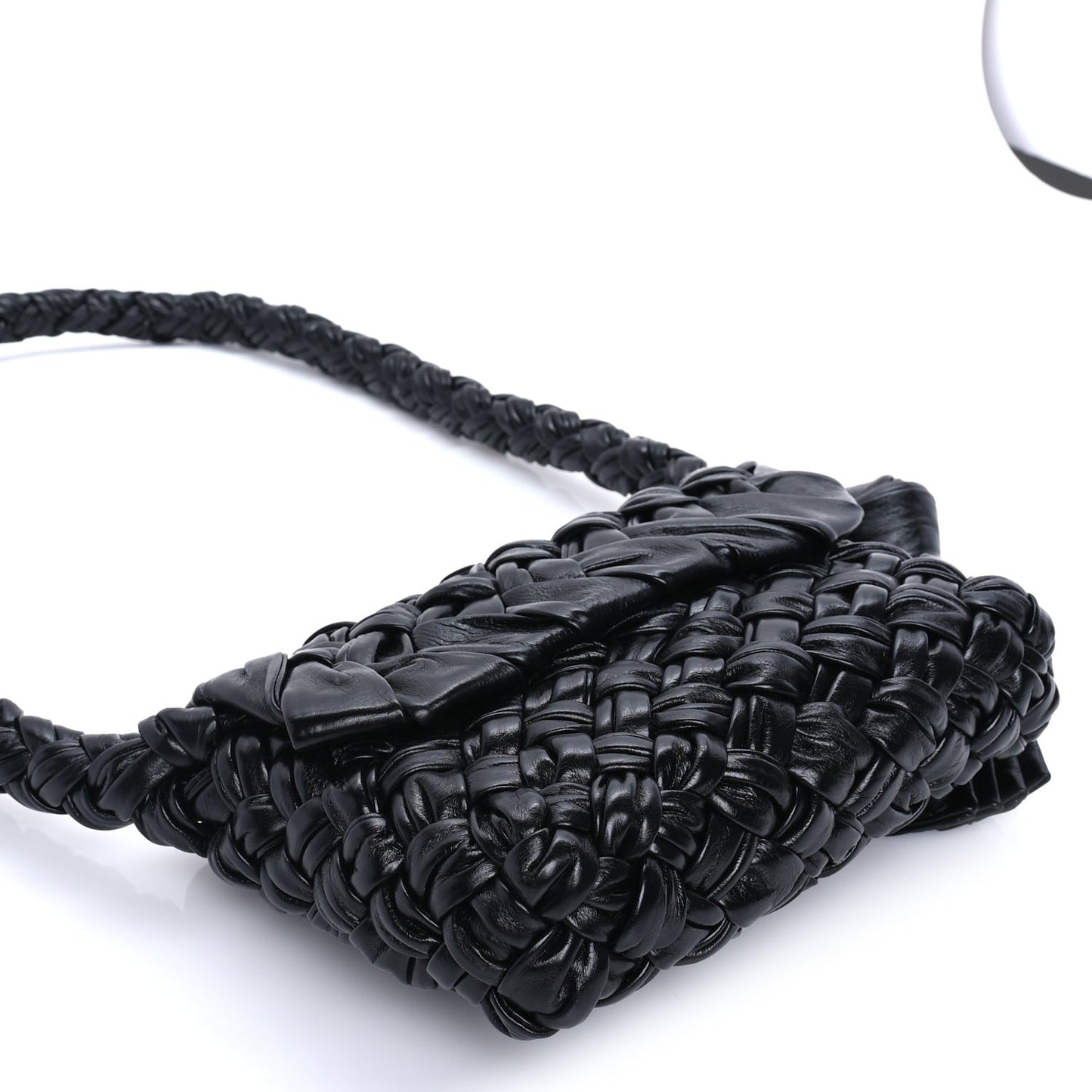 Calfskin Foulard Intreccio Small Kalimero Città Shoulder Bag Black