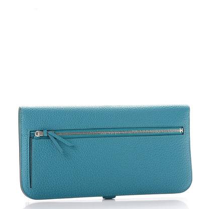 Hermes Taurillon Clemence Dogon Recto Verso Wallet Turquoise 3 of 10
