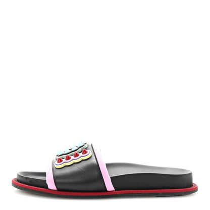 Fendi Vitello Studded Fun Fair Slide Sandals 36 Black Multicolor 1 of 8