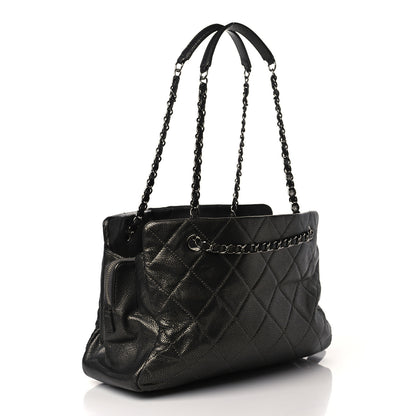 Chanel Metallic Caviar Quilted CC Tote Dark Silver 3 of 10