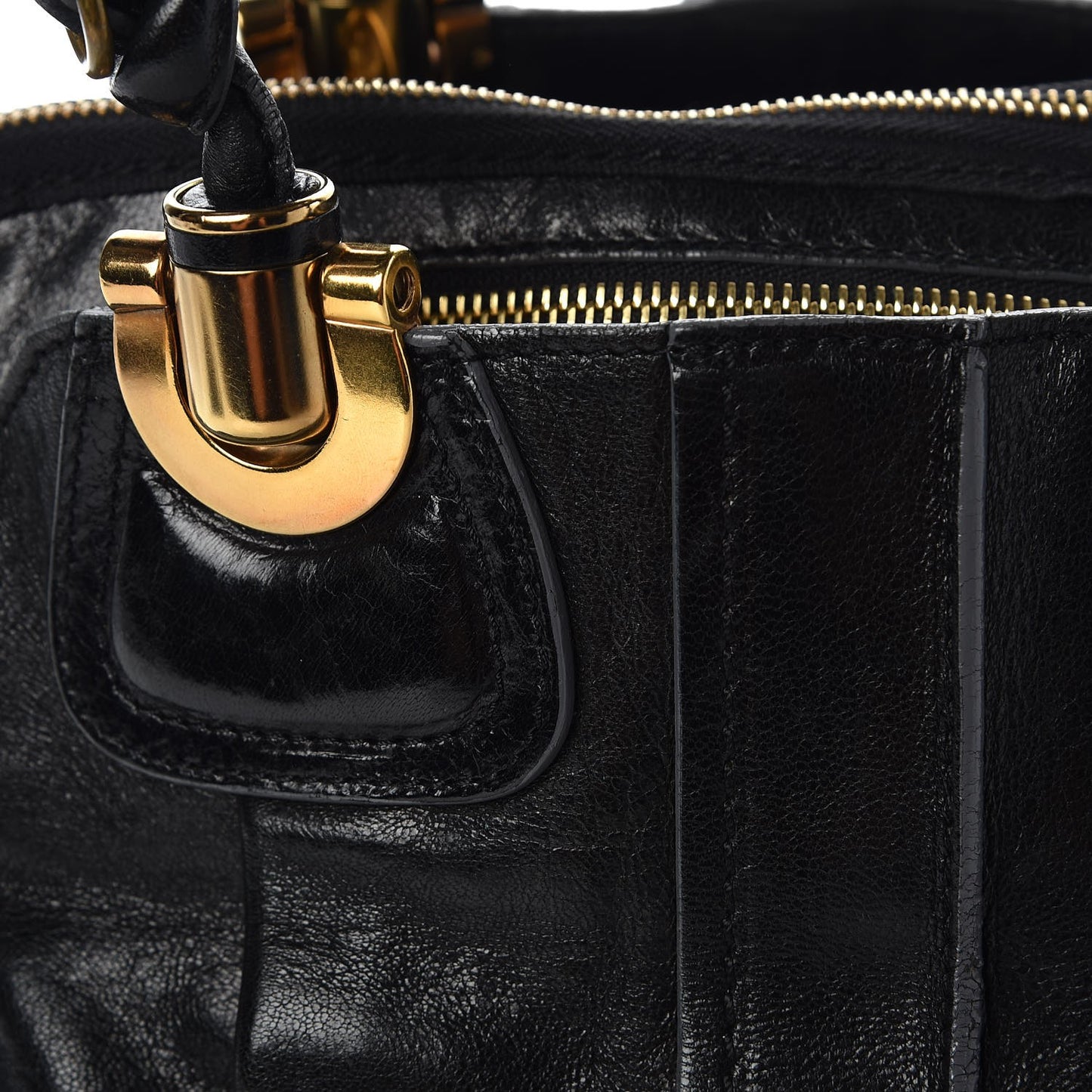 Lambskin Heloise Satchel Black