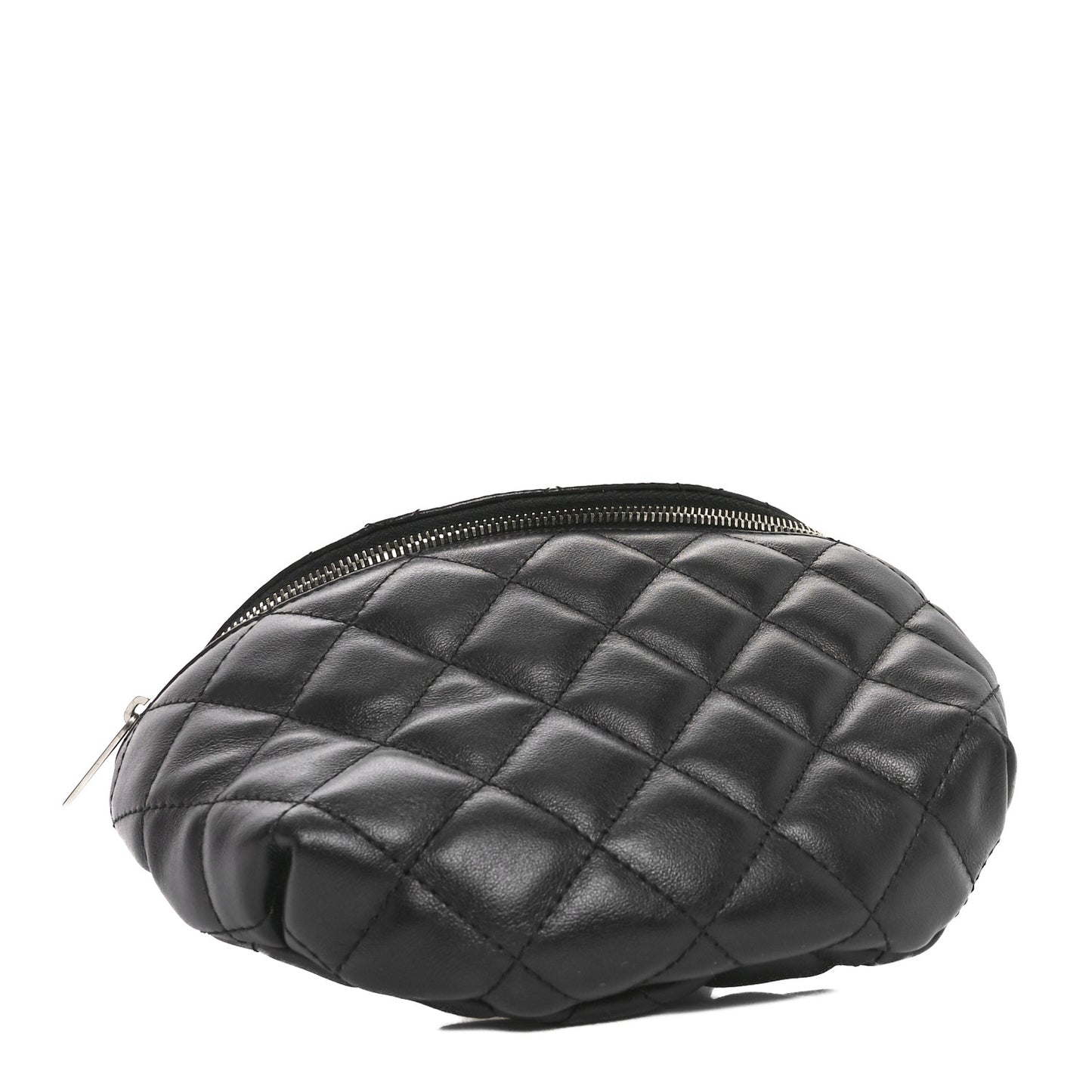 Calfskin Quilted Waist Belt Bag Black