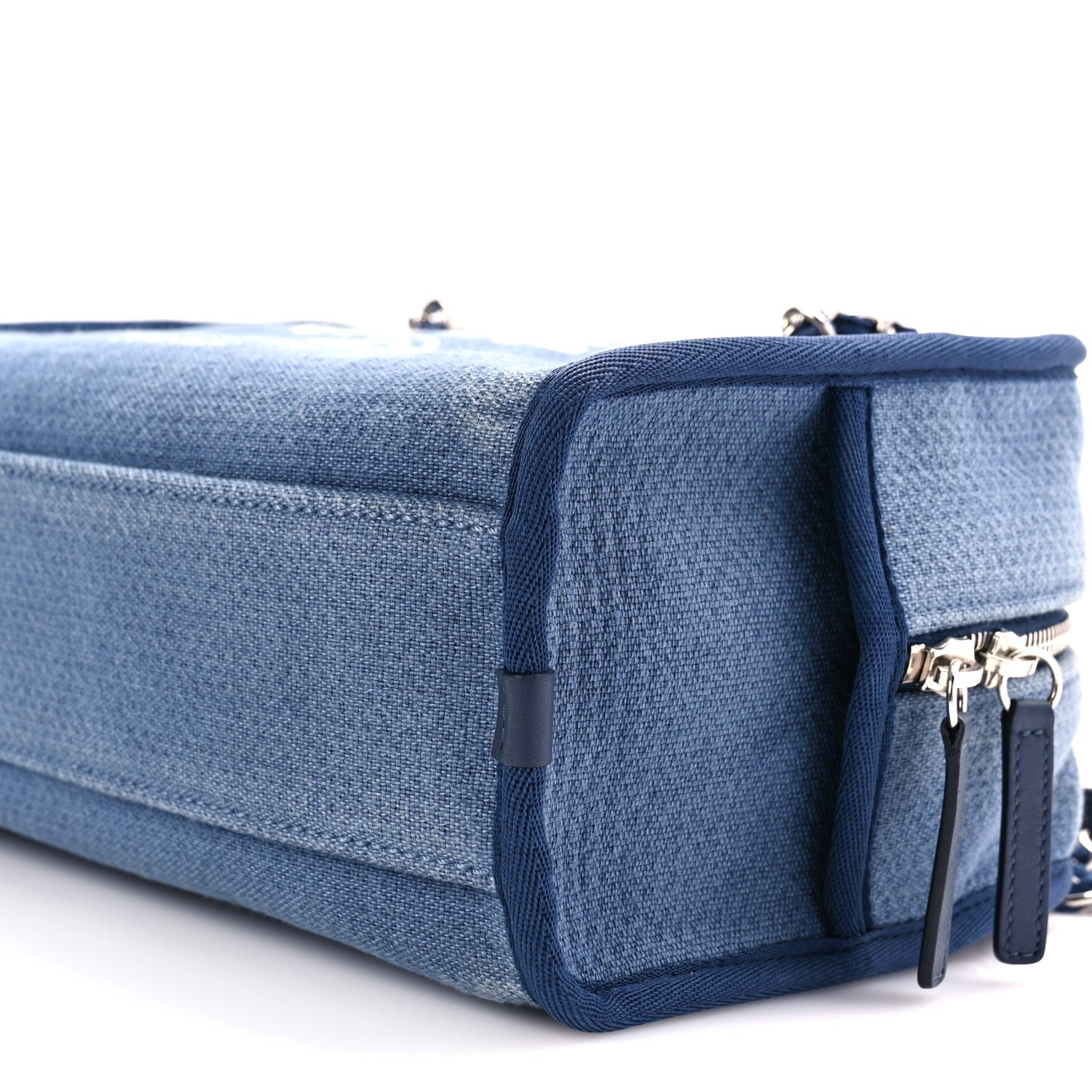 Chanel Canvas Deauville Small Bowling Bag Blue 9 of 10