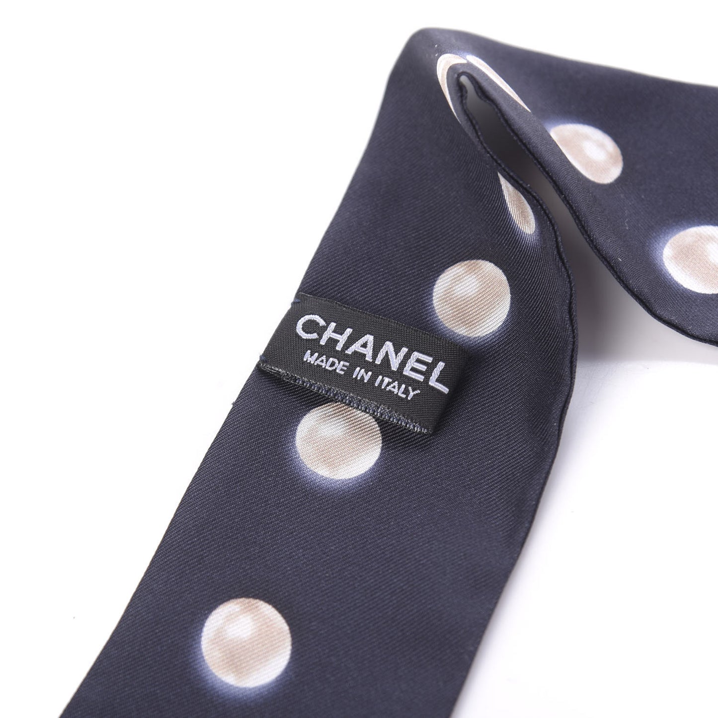 Silk Pearl CC Slim Bandeau Scarf Navy