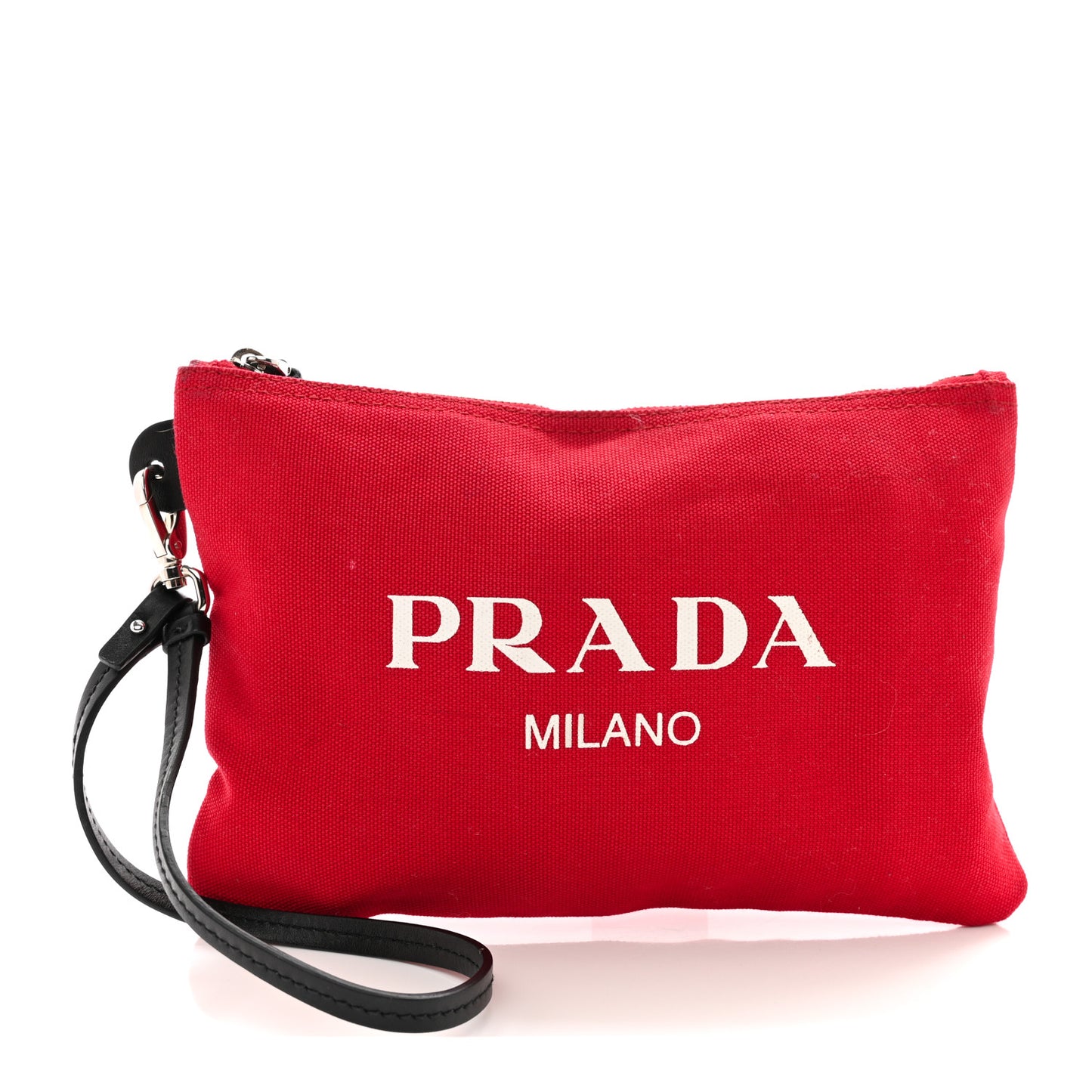 Denim Logo Wristlet Pouch Fuoco Red