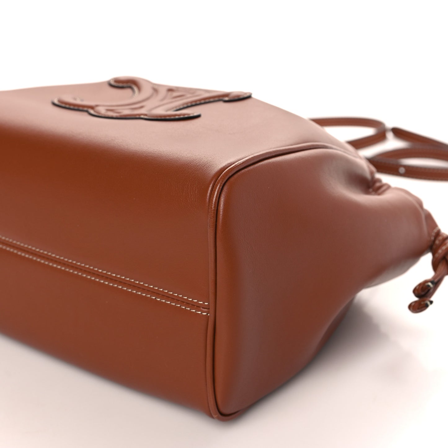 Smooth Calfskin Cuir Small Triomphe Cabas Drawstring Tan