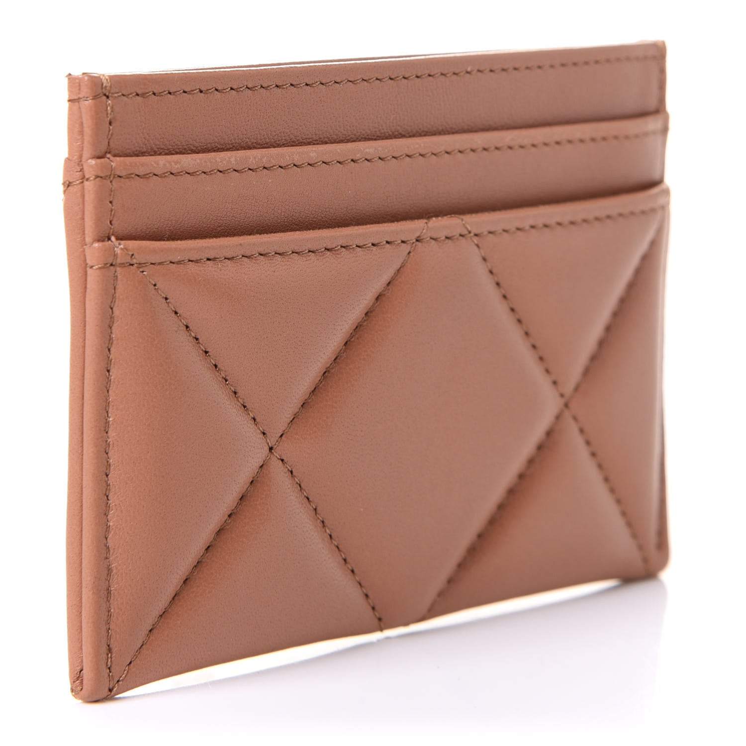 Chanel Lambskin Quilted Chanel 19 Card Holder Brown 3 of 9