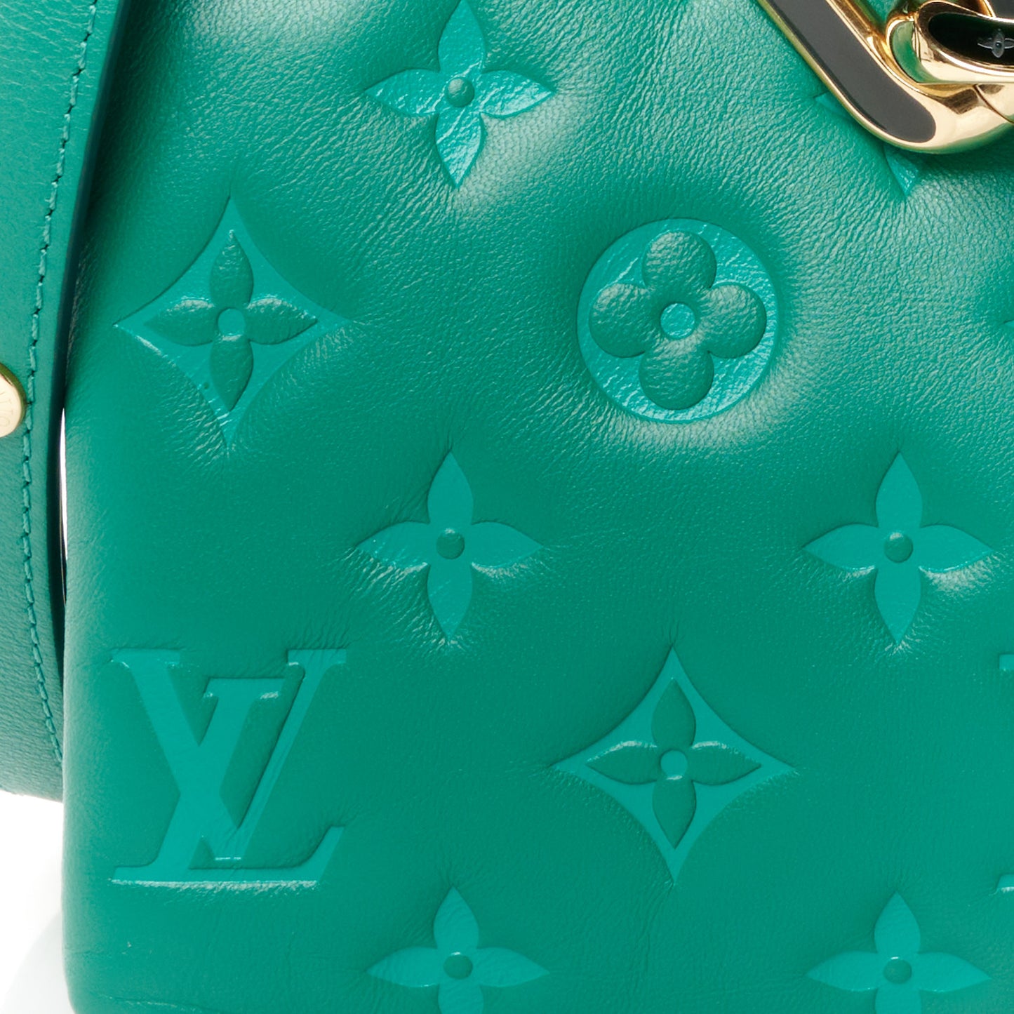 Lambskin Embossed Monogram Coussin BB Emeraude