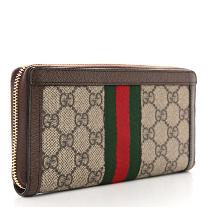 Gucci GG Supreme Monogram Web Ophidia Zip Around Wallet Brown 3 of 7