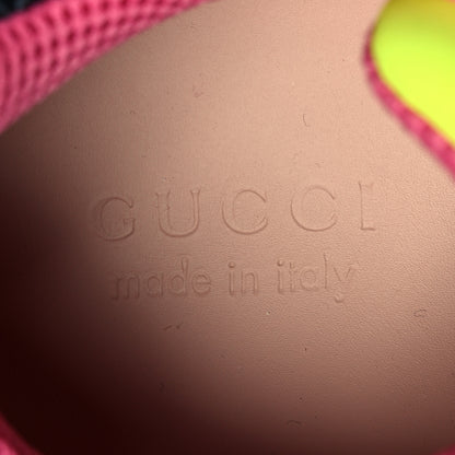 Gucci X SEGA Mesh Technical Canvas Calfskin Reflective Mens Flashtrek Sneakers 10.5 Neon Yellow Lotus 7 of 8