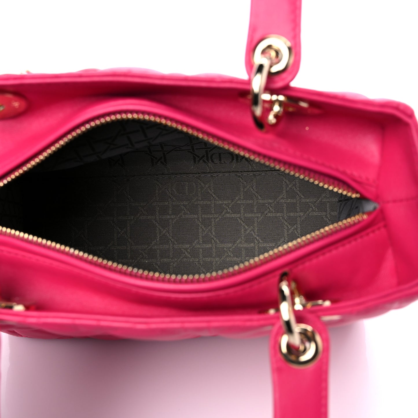 Lambskin Cannage Medium Lady Dior Fuchsia