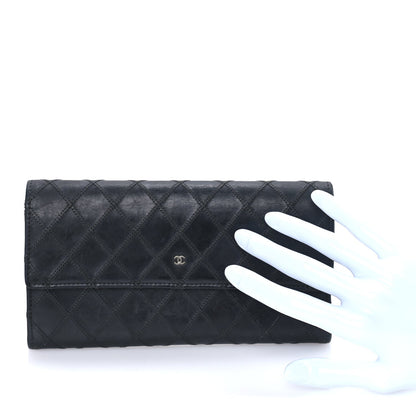 Chanel Calfskin Diamond Stitch Large Gusset Flap Wallet  Black 2 of 7