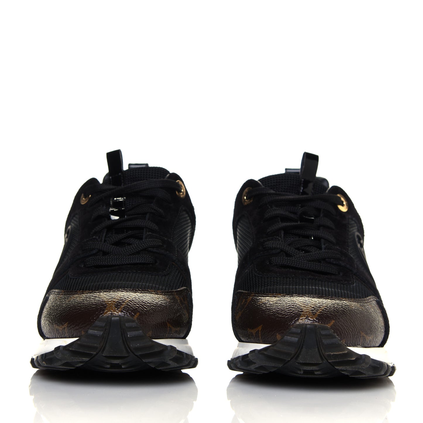 Suede Monogram Run Away Sneakers 37.5 Black