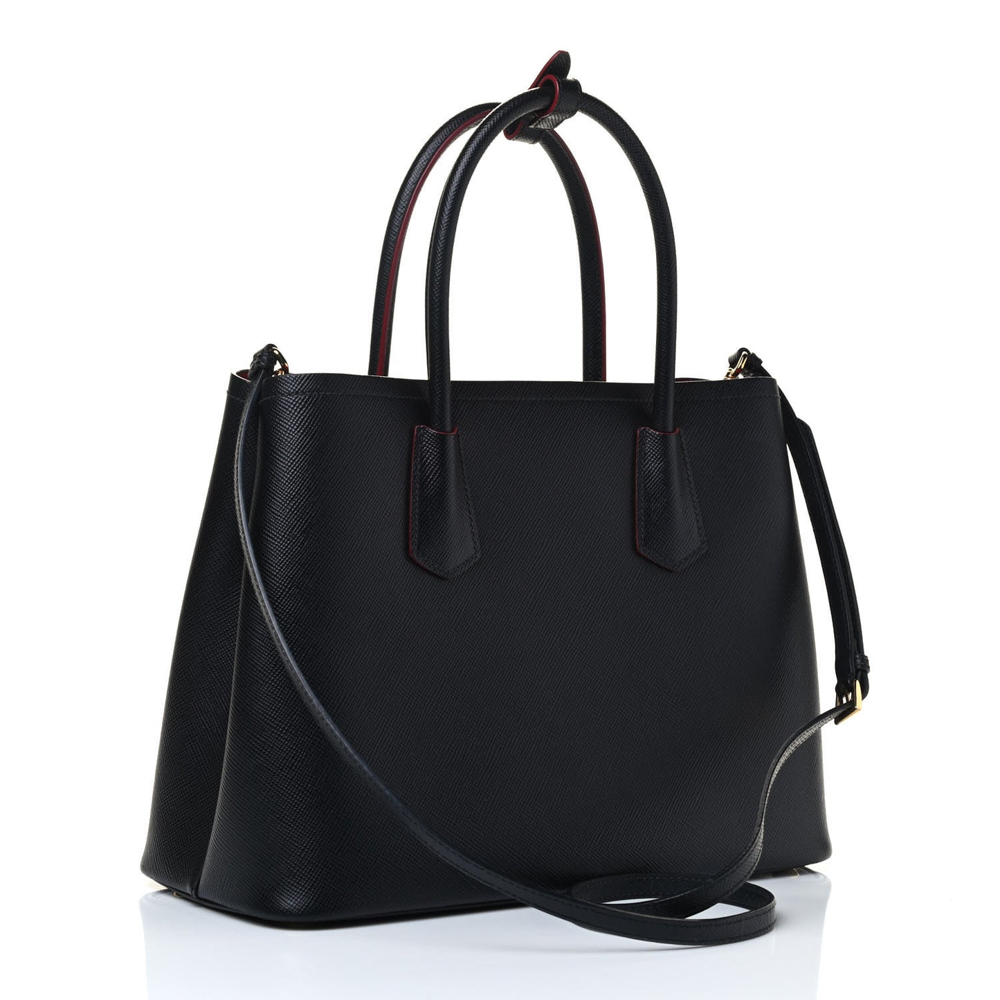 Saffiano Cuir Small Double Bag Black Fuoco
