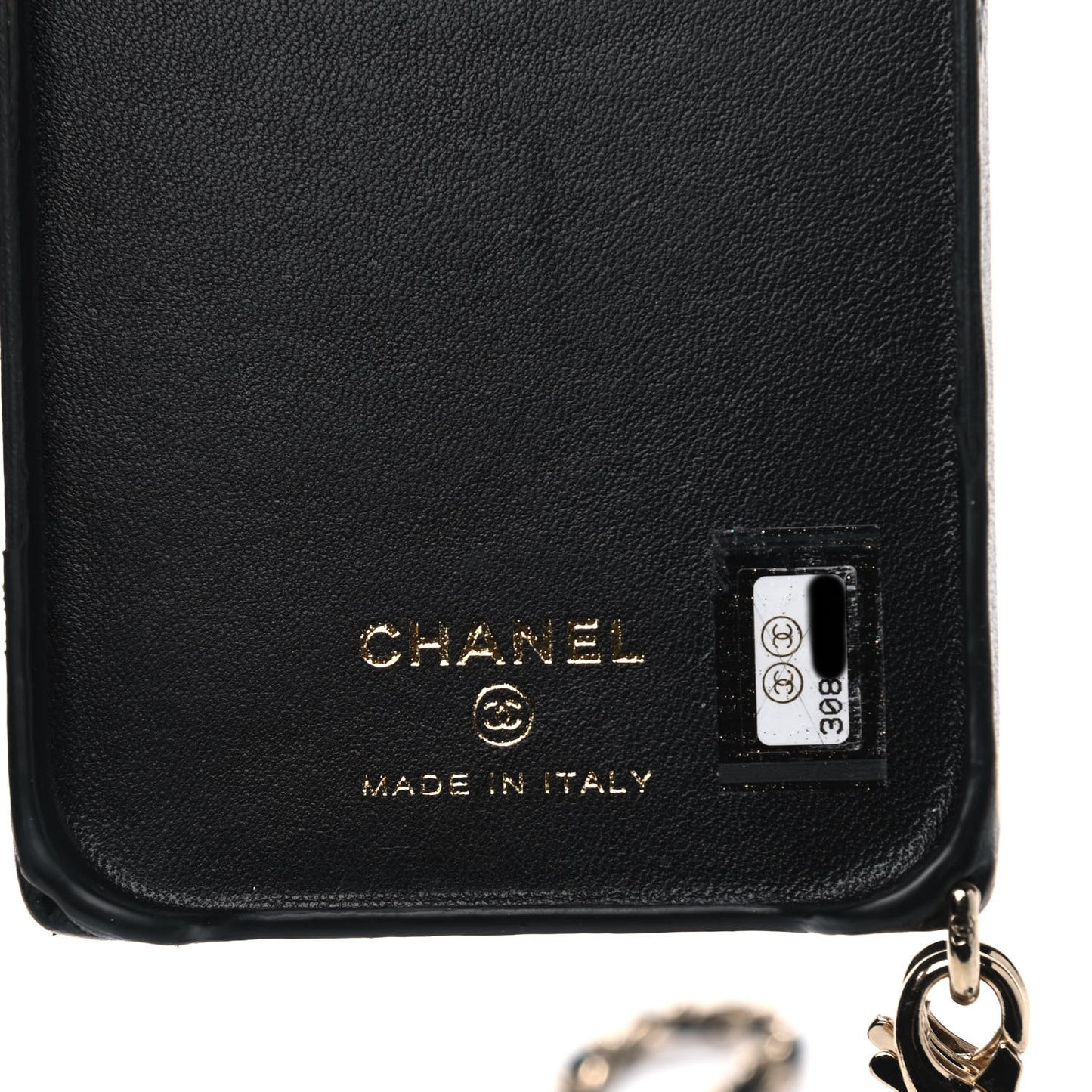 Lambskin Quilted Camellia Bow iPhone XII Pro Case With Chain Black