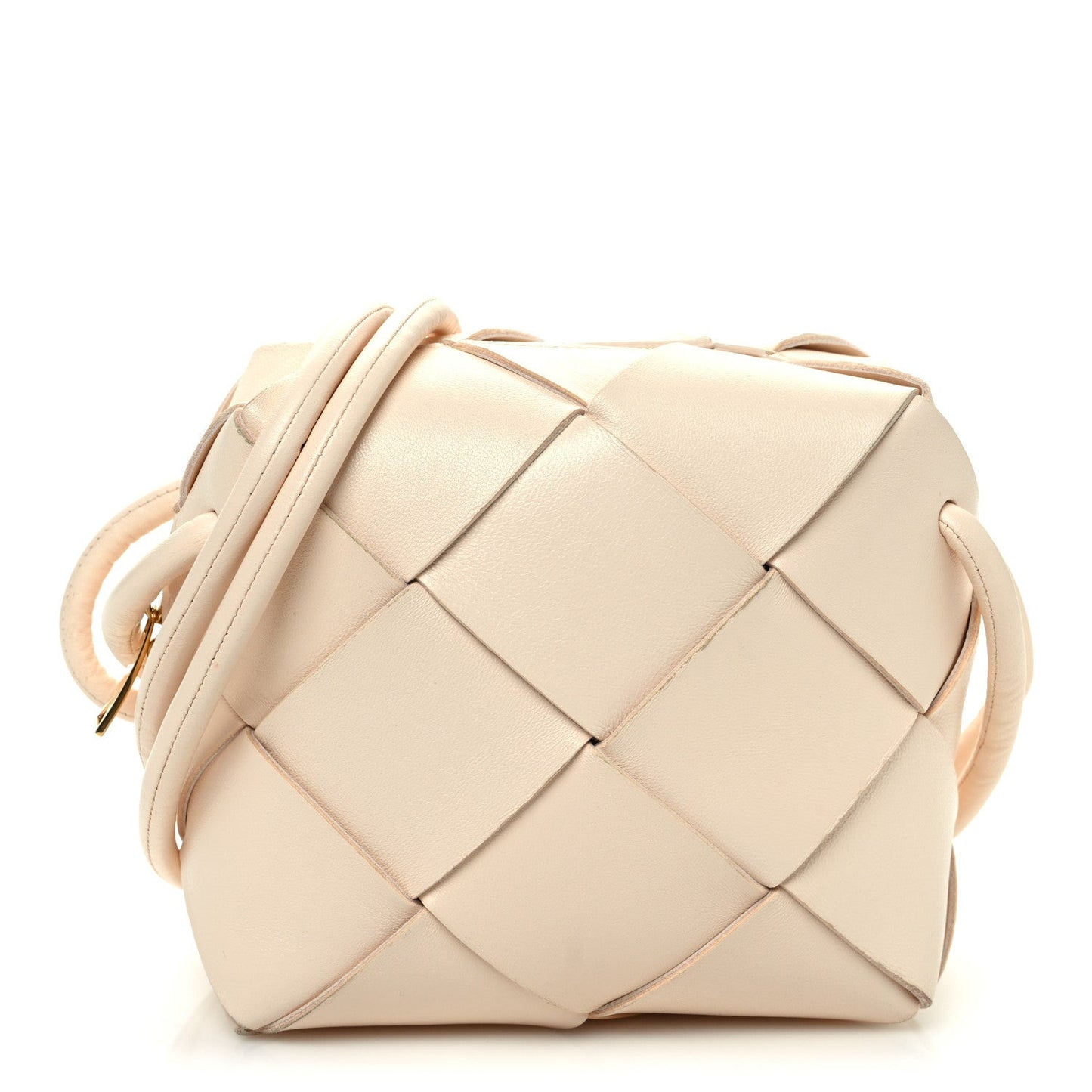 Lambskin Maxi Intrecciato Mini Cassette Camera Bag Macaroon