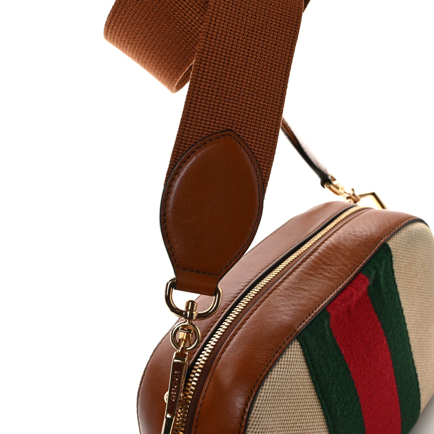 Vintage Canvas Web Shoulder Bag Sand Cuir