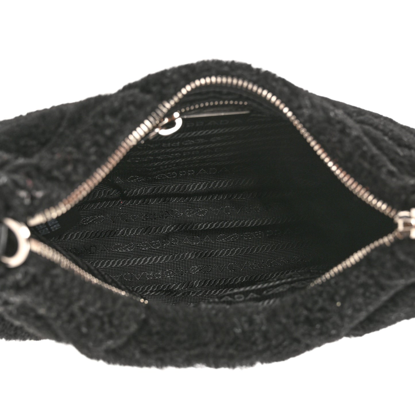 Shearling Nappa Triangle Quilted Patchwork System Shoulder Bag Black