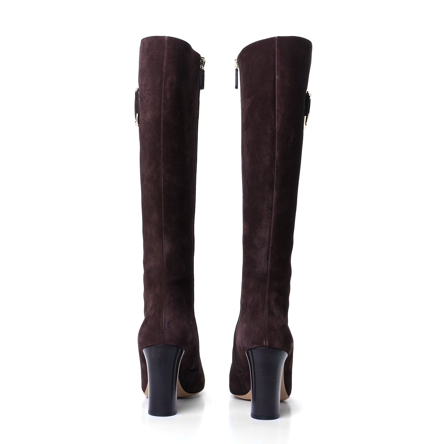 Gucci Suede Horsebit Knee High Boots 37.5 Brown 5 of 8