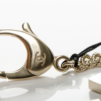 Chanel Metal Quilted CC Bag Charm Gold Pearly White 4 of 5