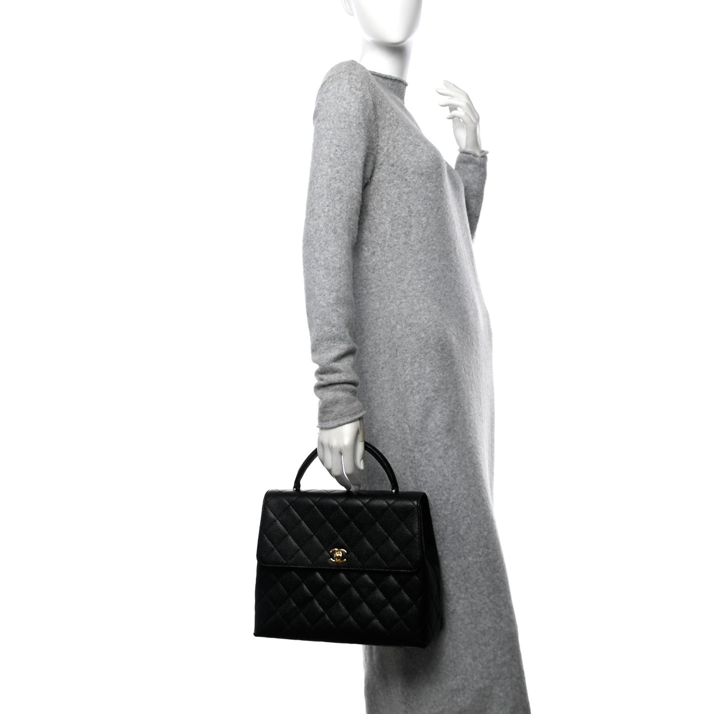 Caviar Quilted Jumbo Kelly Flap Black