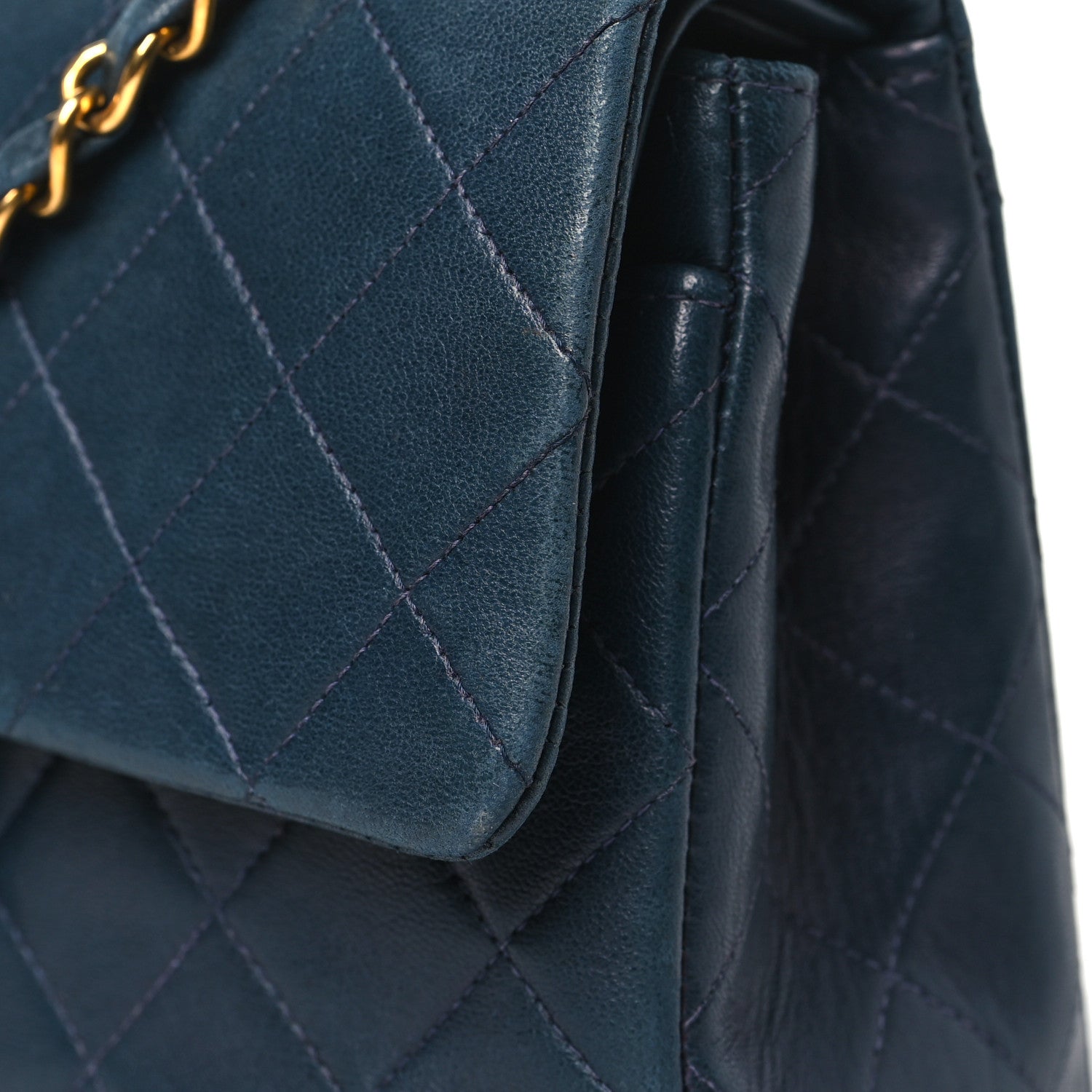 Chanel Lambskin Quilted Medium Double Flap Navy 14 of 15