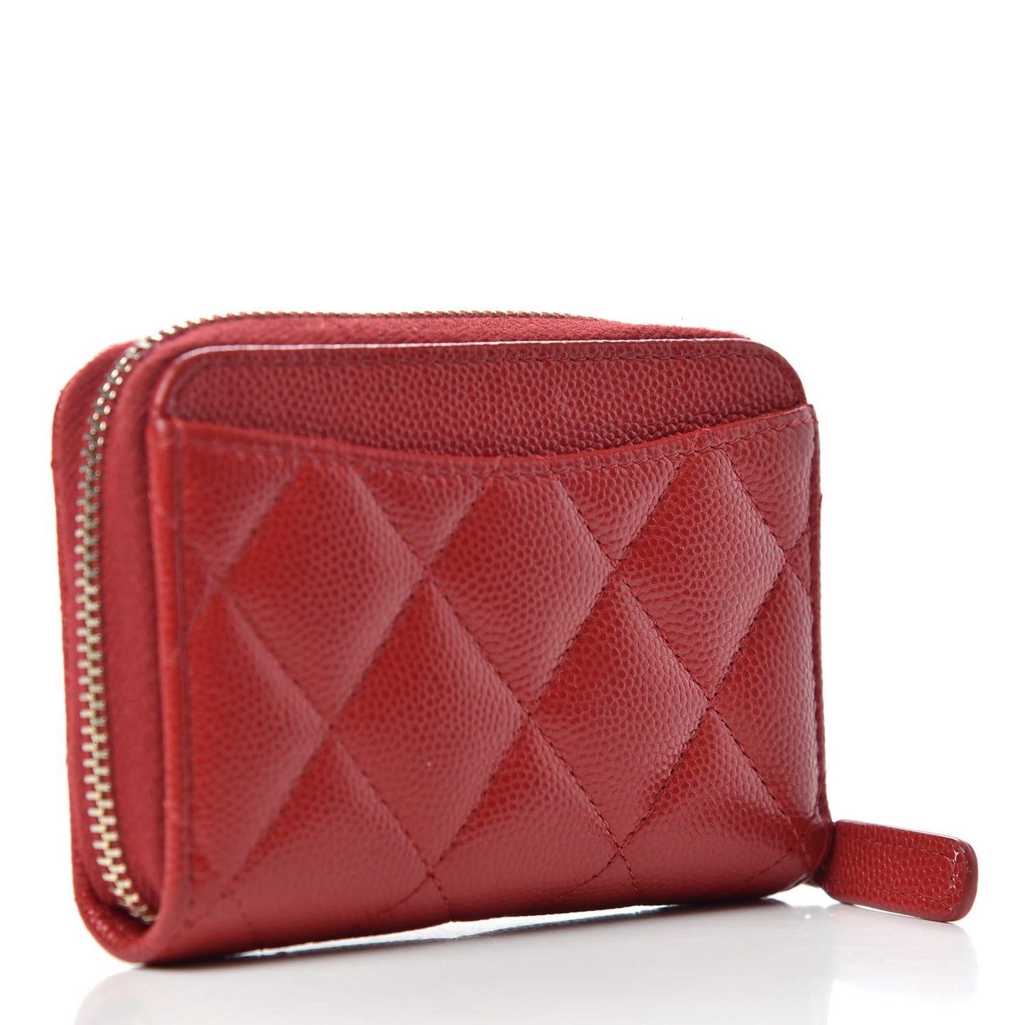 Caviar Quilted Zip Coin Purse Red