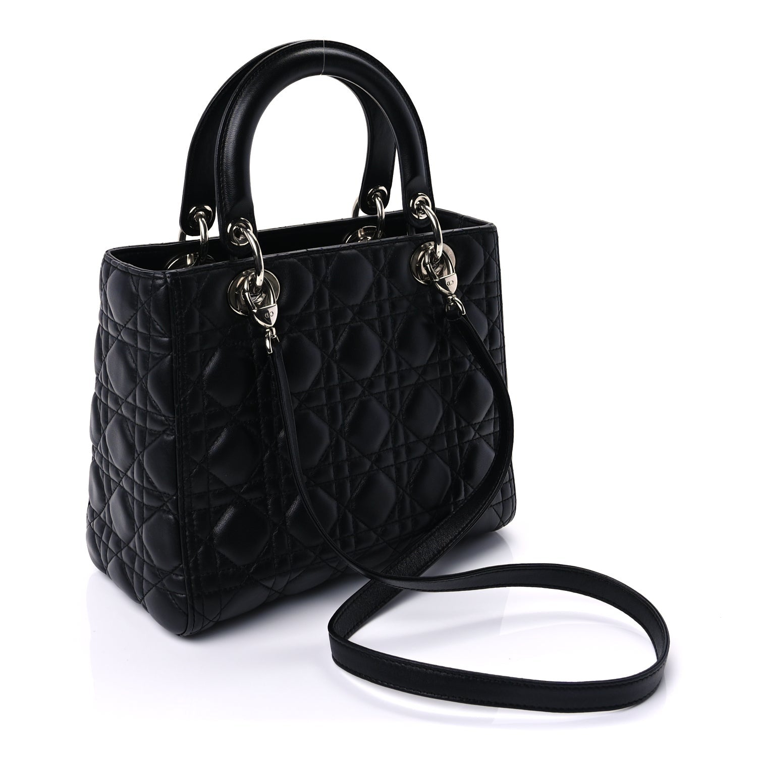 Christian Dior Lambskin Cannage Medium Lady Dior Black 2 of 8
