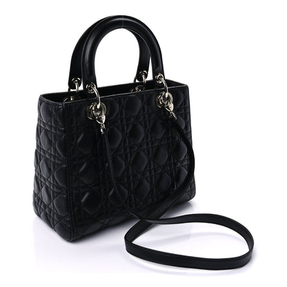 Christian Dior Lambskin Cannage Medium Lady Dior Black 2 of 8