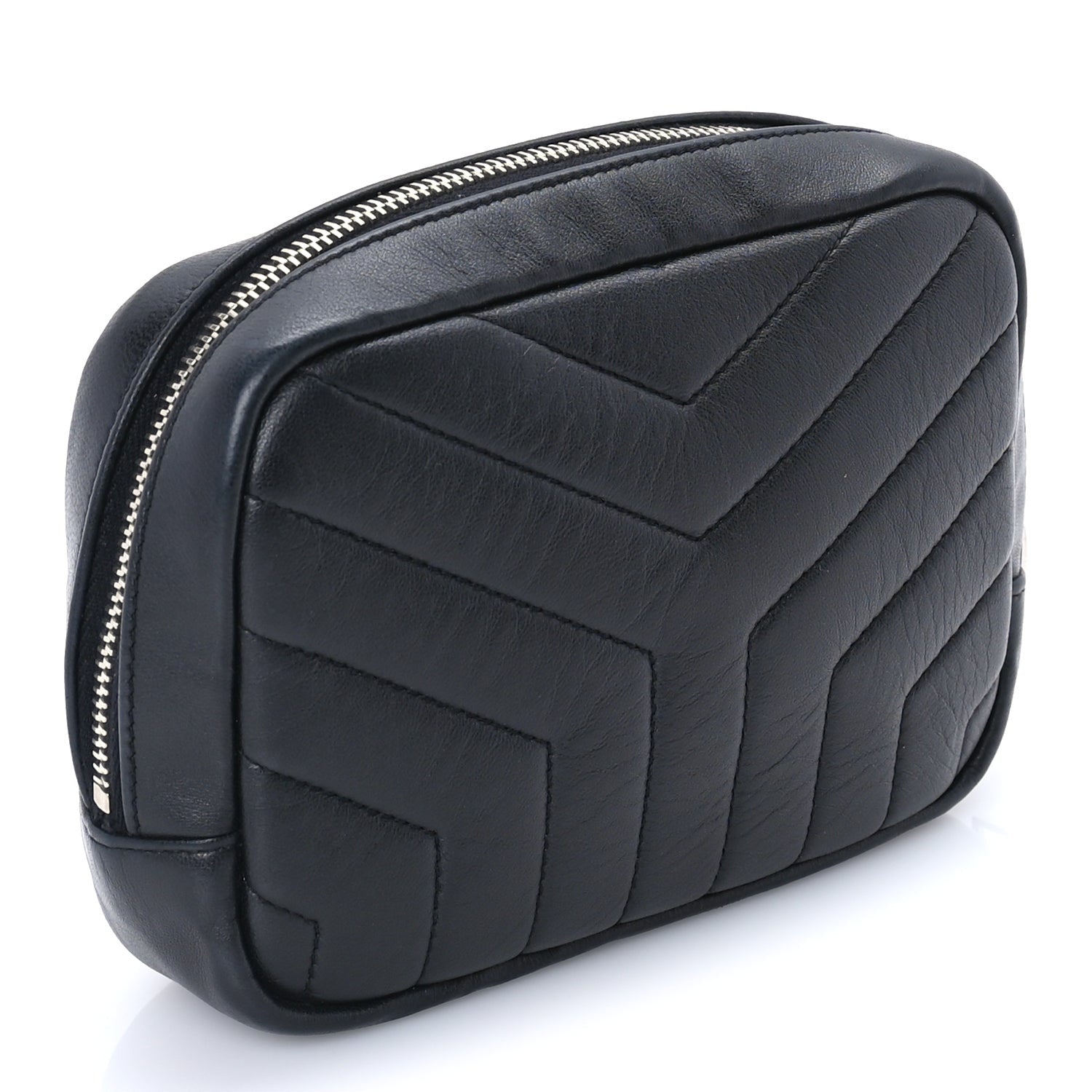 Saint Laurent Lambskin Y Quilted Monogram Loulou Cosmetic Case Black 5 of 10