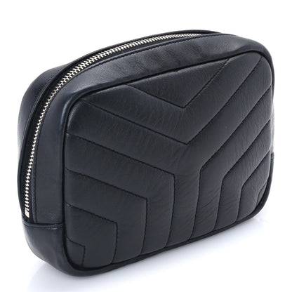 Saint Laurent Lambskin Y Quilted Monogram Loulou Cosmetic Case Black 5 of 10