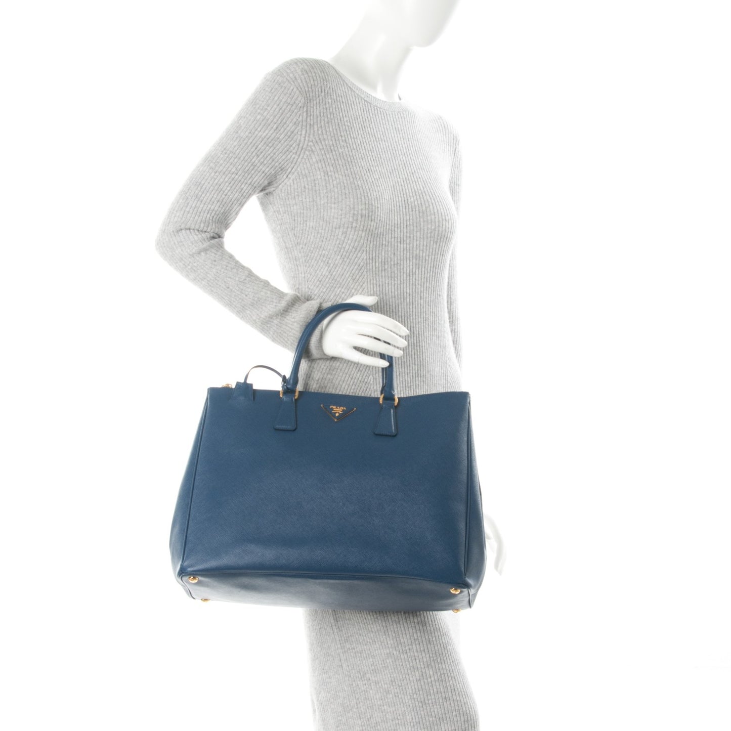 Saffiano Lux Extra Large Galleria Double Zip Tote Bluette