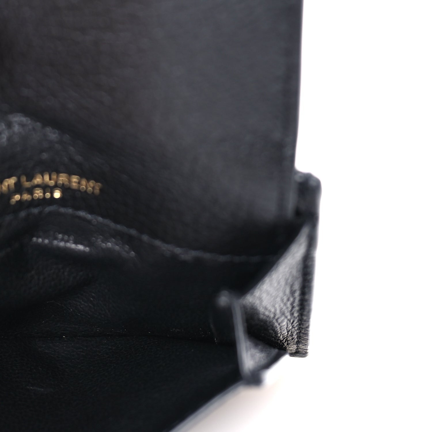 Saint Laurent Grained Calfskin Tiny Cassandre Flap Card Case  Black 6 of 7