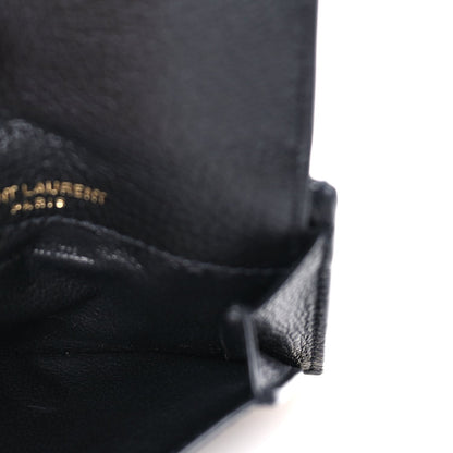 Saint Laurent Grained Calfskin Tiny Cassandre Flap Card Case  Black 6 of 7