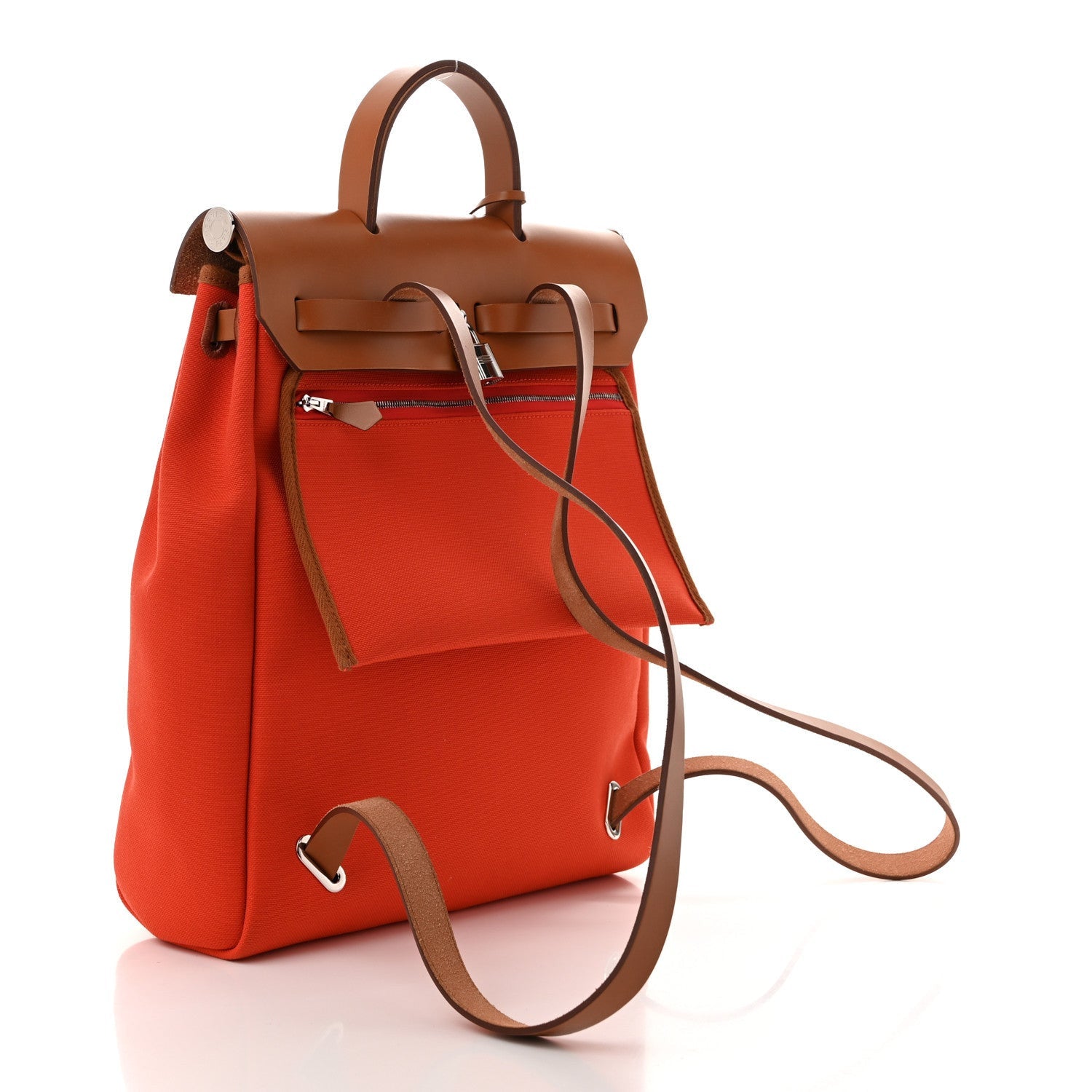Hermes Military Toile Vache Hunter Herbag a Dos Zip Retourne Backpack Orange Mecano Fauve 4 of 7