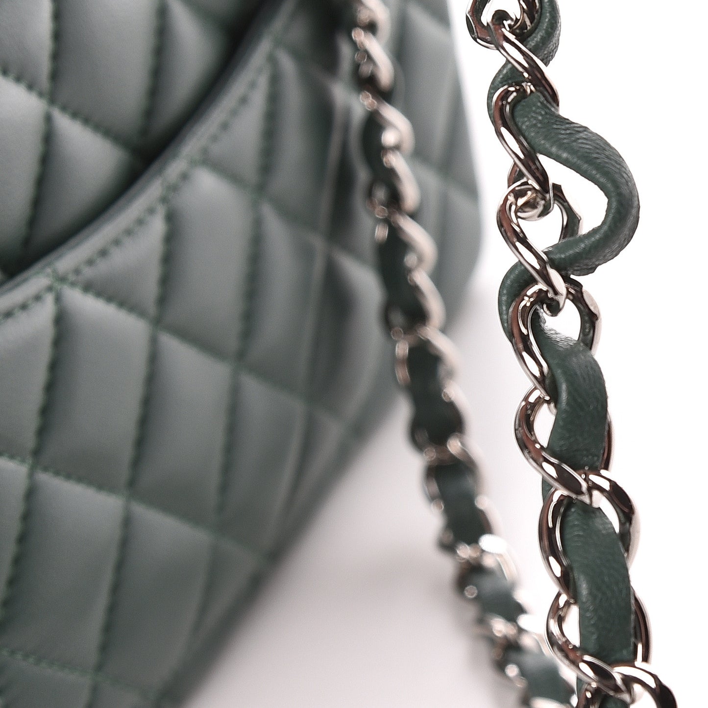 Lambskin Quilted Mini Rectangular Flap Green