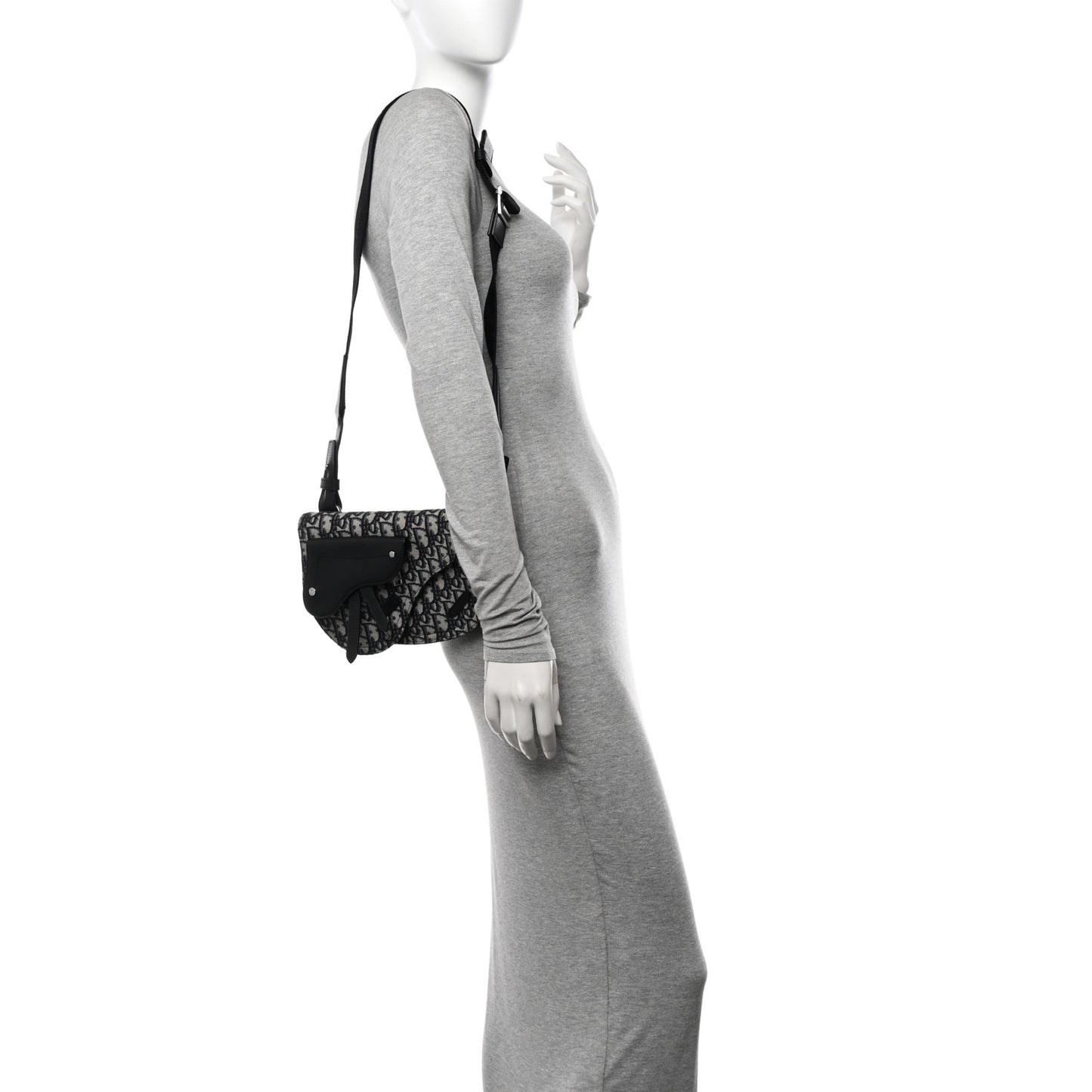 Oblique Saddle Messenger Pouch Beige Black