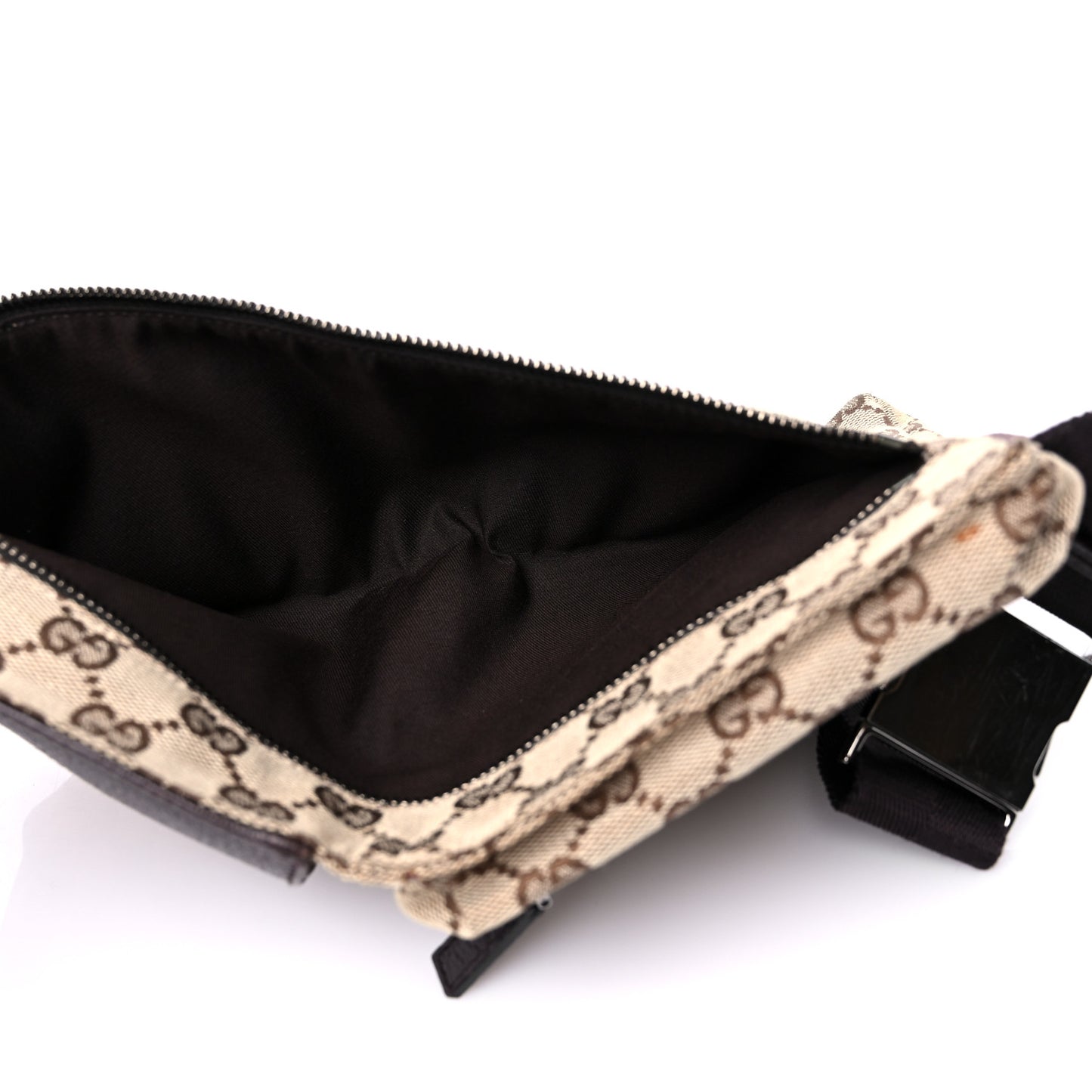 GG Monogram Double Pocket Belt Bag Dark Brown