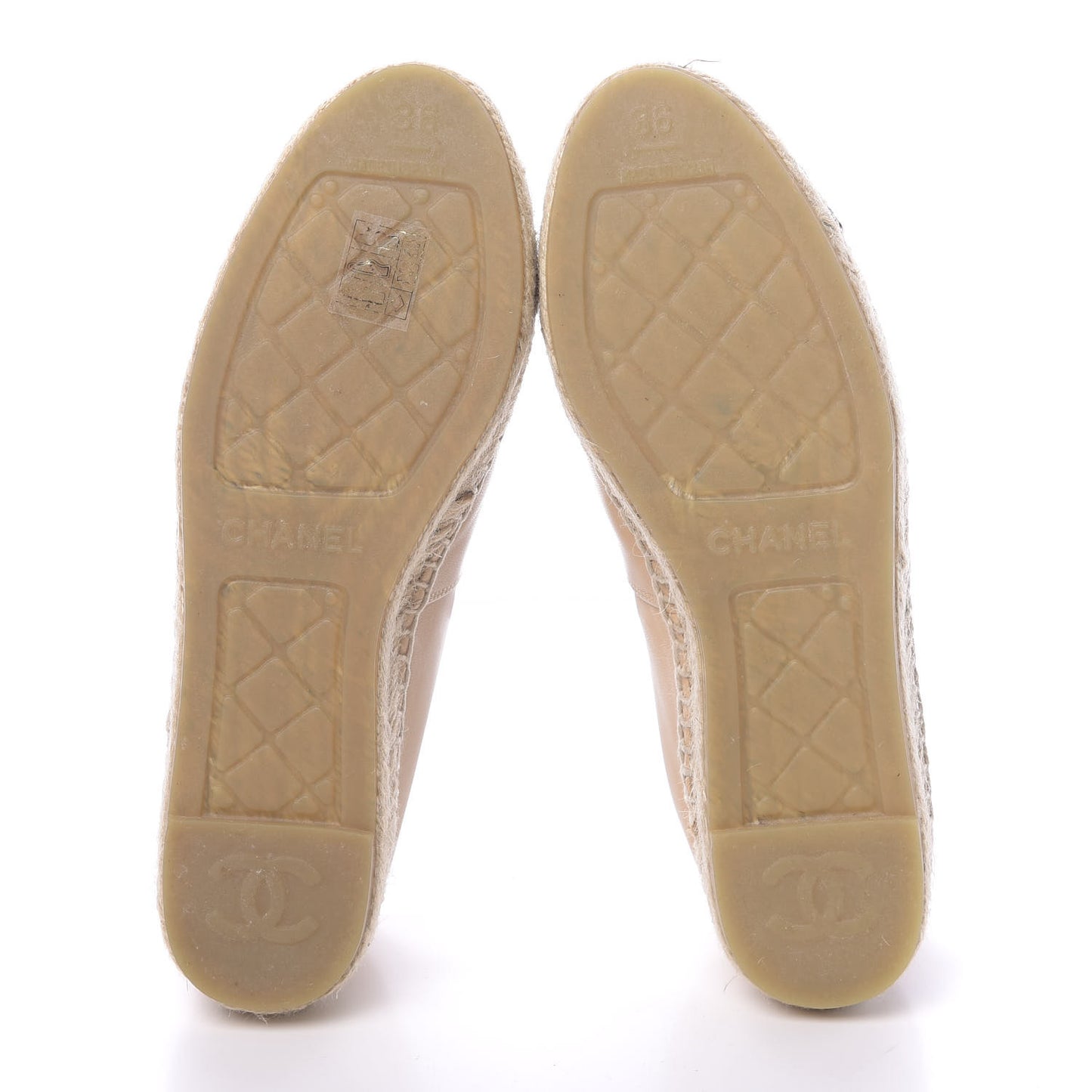 Lambskin CC Espadrilles 36 Beige Black