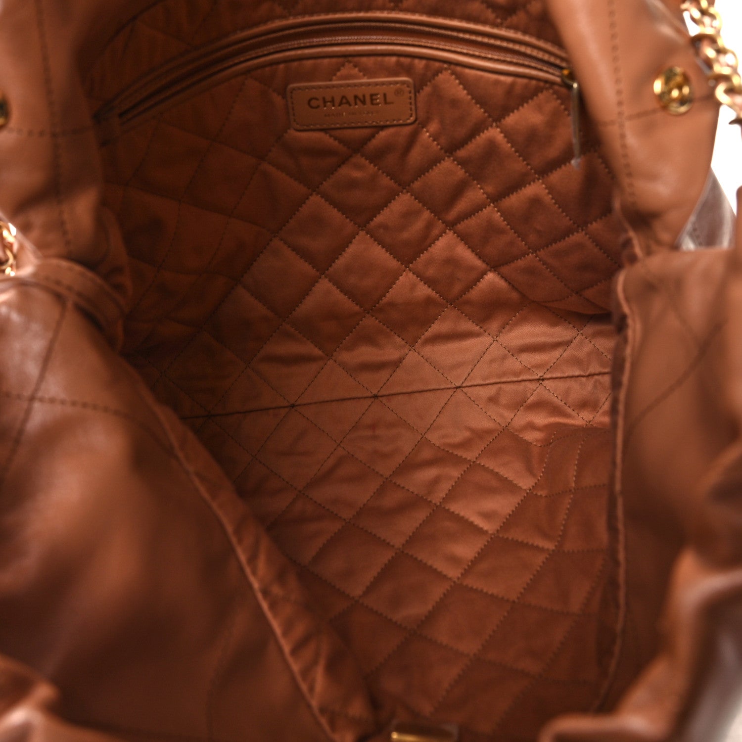 Chanel Shiny Calfskin Quilted Small Chanel 22 Camel 6 of 12