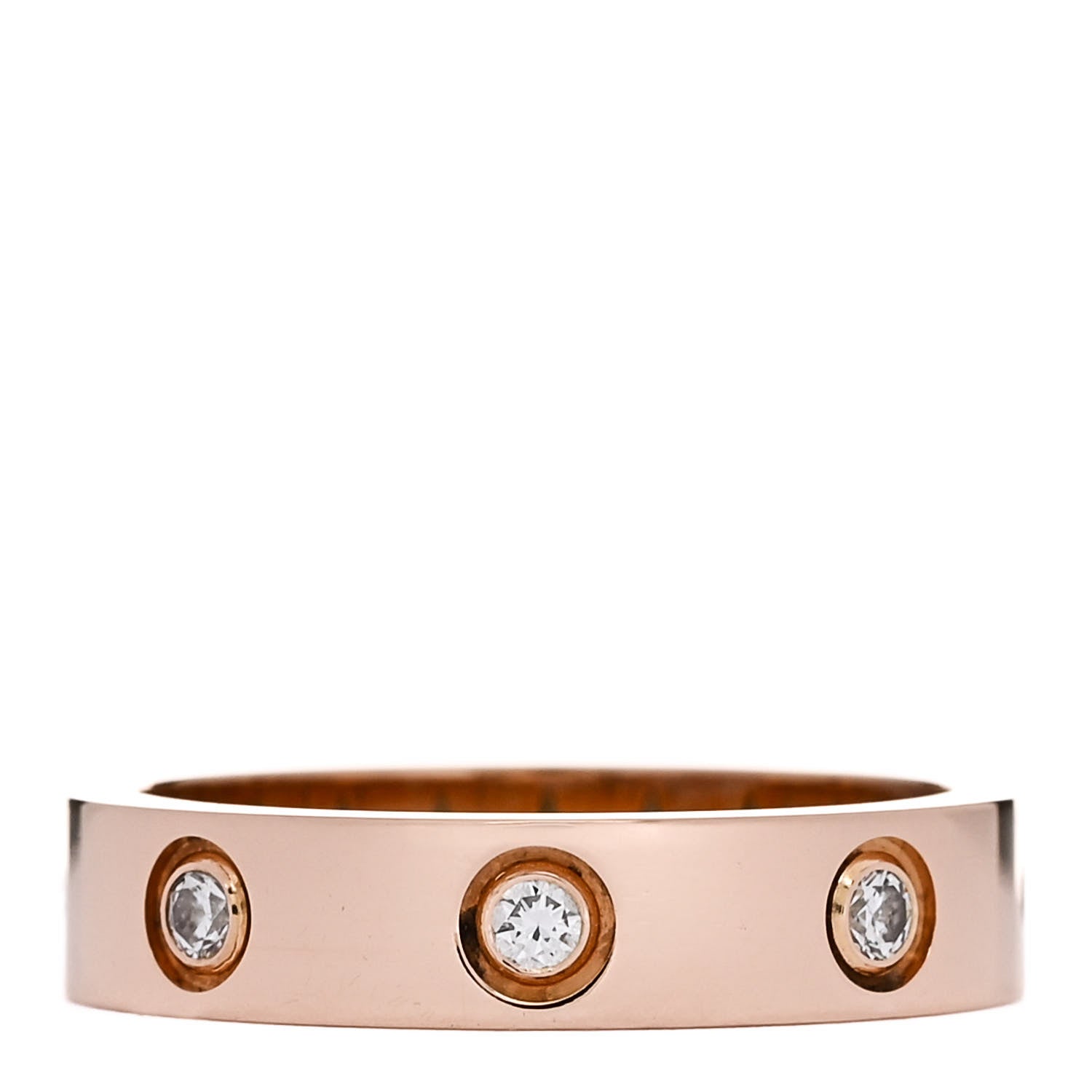 Cartier 18K Pink Gold 8 Diamond 4mm LOVE Wedding Band Ring 48 4.5 3 of 6